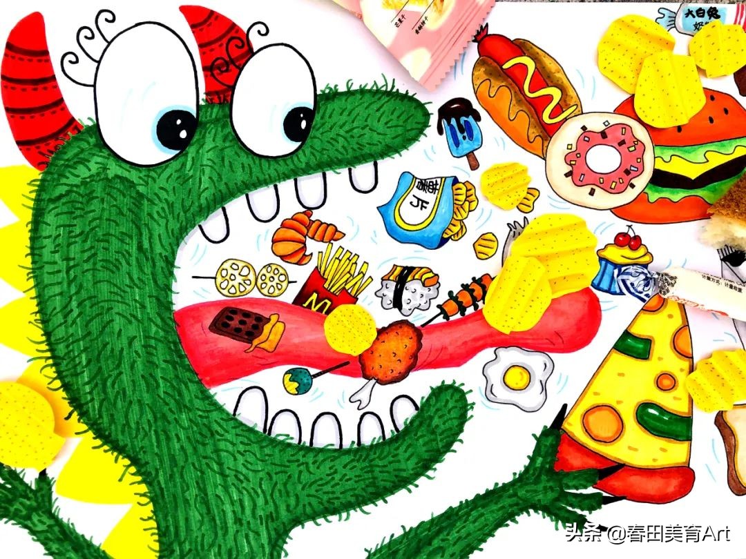 教程丨少儿美术课程《贪吃的小怪兽》