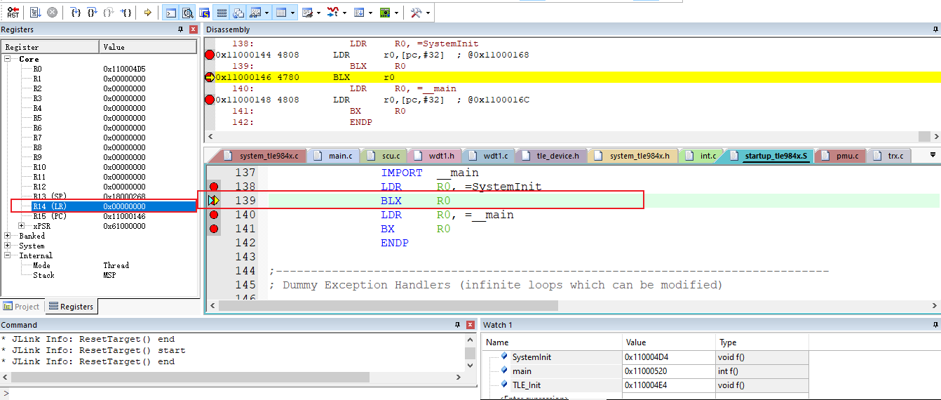 启动文件startup_tle984x.S优先于main函数执行