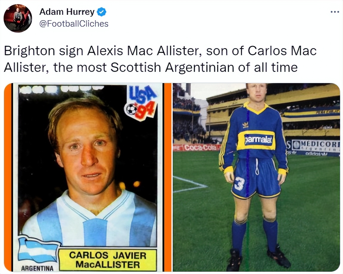为阿根廷进球的麦卡利斯特，长相姓氏很不“南美”，背后有故事
