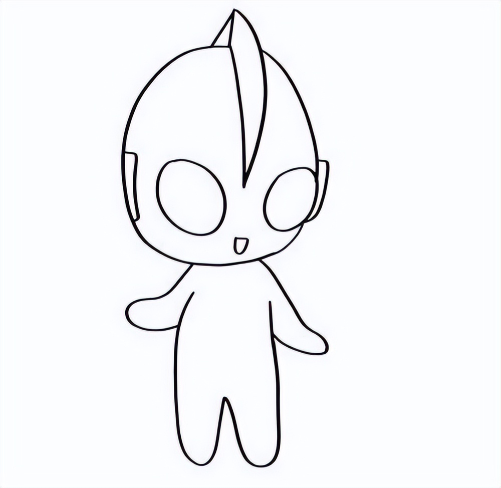 然后画奥特曼衣服上的关键点,画线条,在胸前画出会发光的一个灯,画出