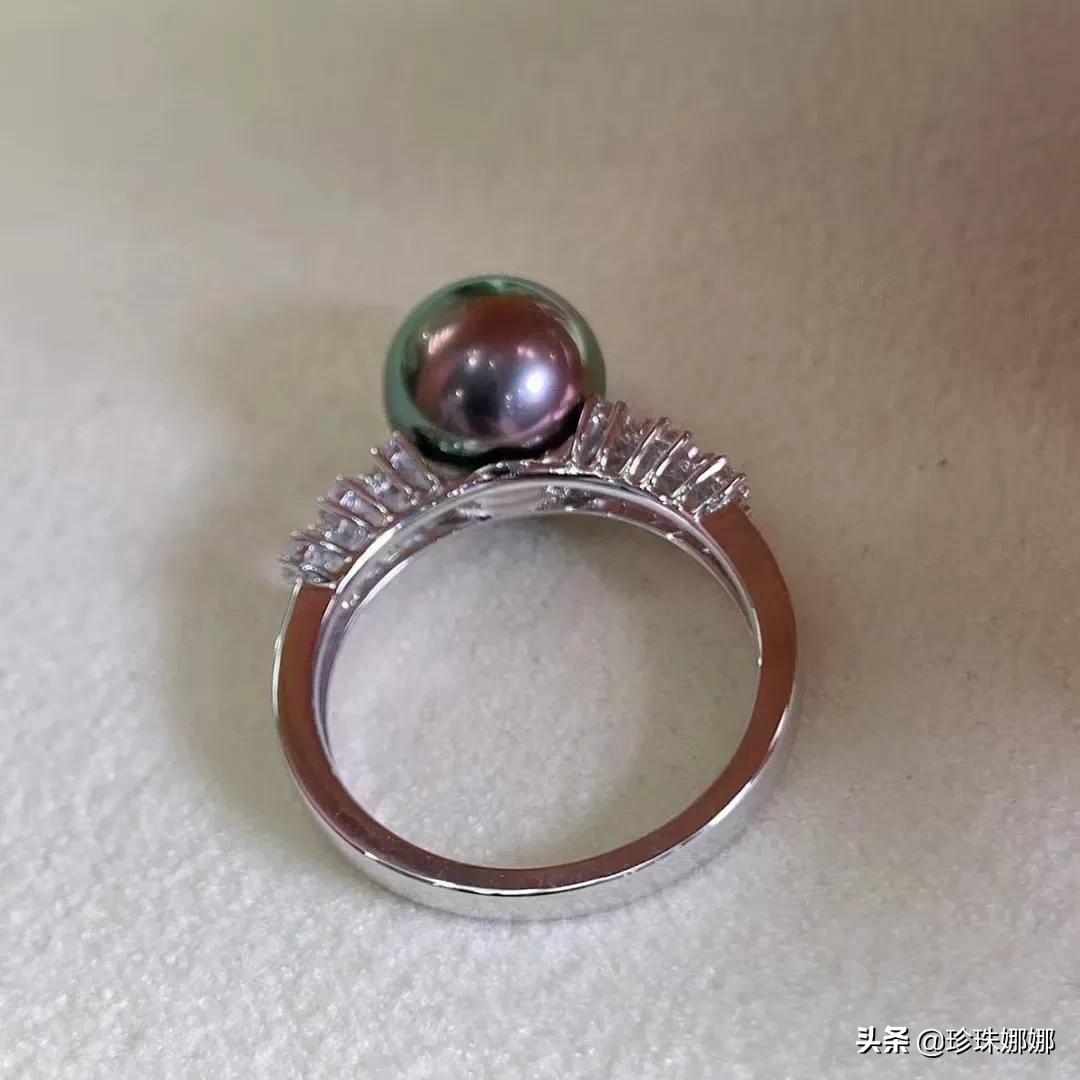 极品孔雀绿黑珍珠戒指