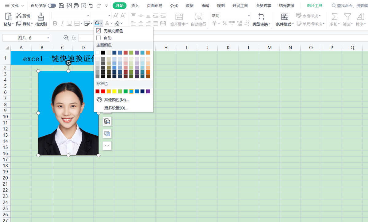 证件照换底色（excel一键快速换证件照背景，永远不求人）