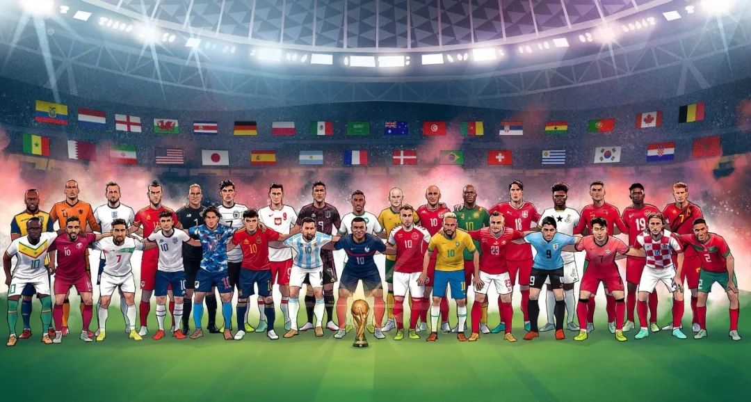 世界杯32强足球彩绘图片