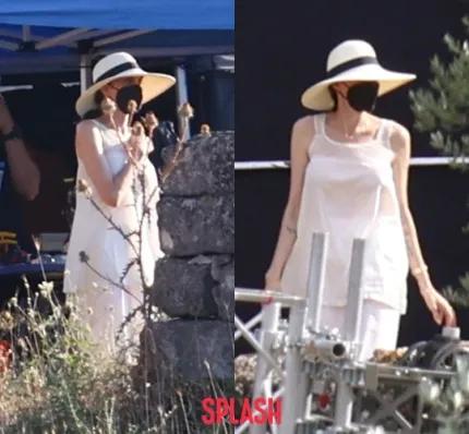 朱莉被确诊为新冠肺炎后重返拍摄现场，始终戴着口罩