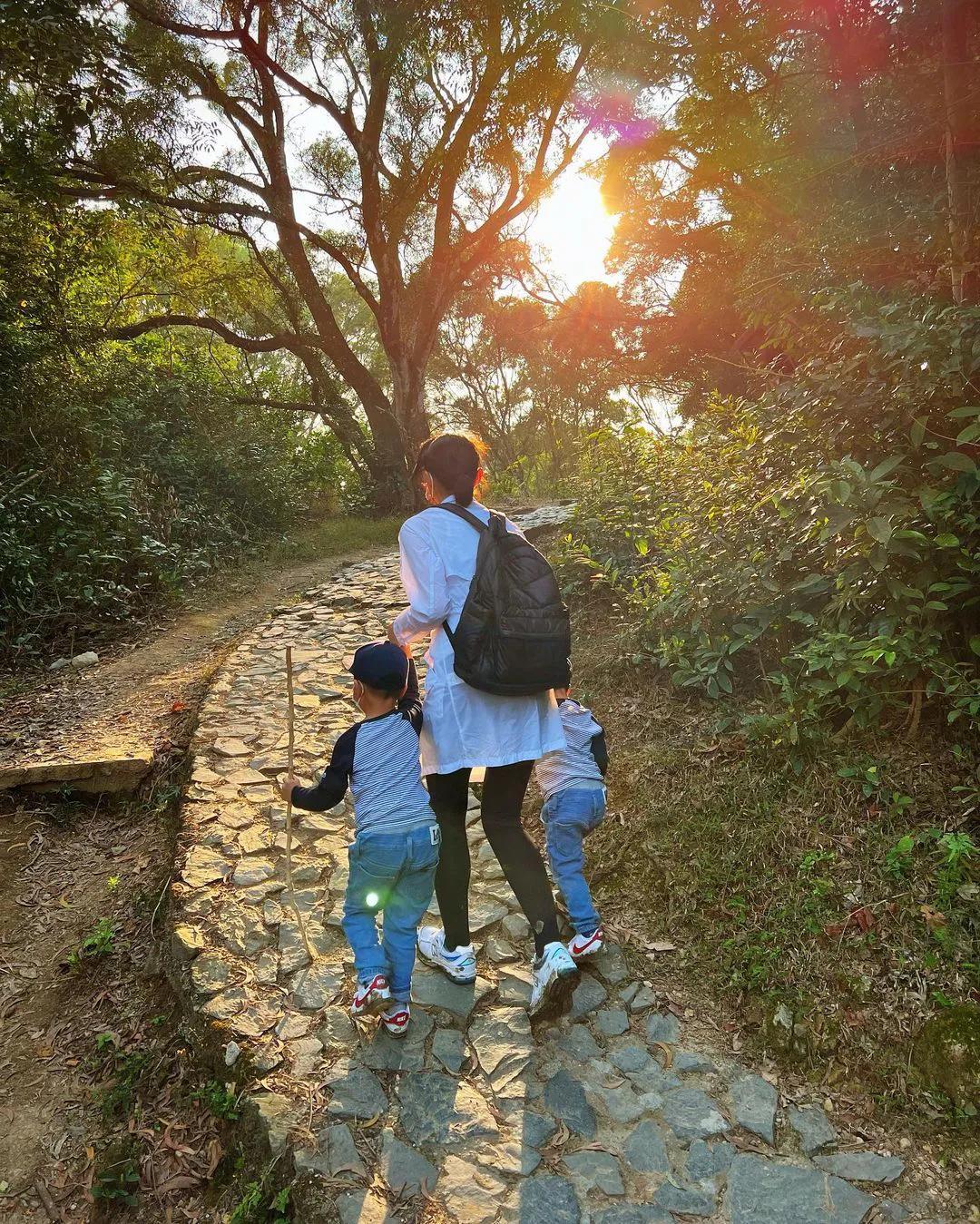 胡杏儿夫妇带俩儿子去捡贝壳，亲子活动温馨有爱，奕霖累到走不动