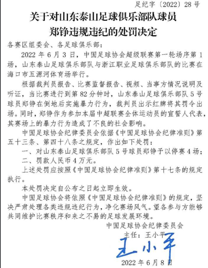 中超比赛有什么后果(追加处罚！中超公布三张罚单，两国脚被停赛 罚款，海港队也在列)