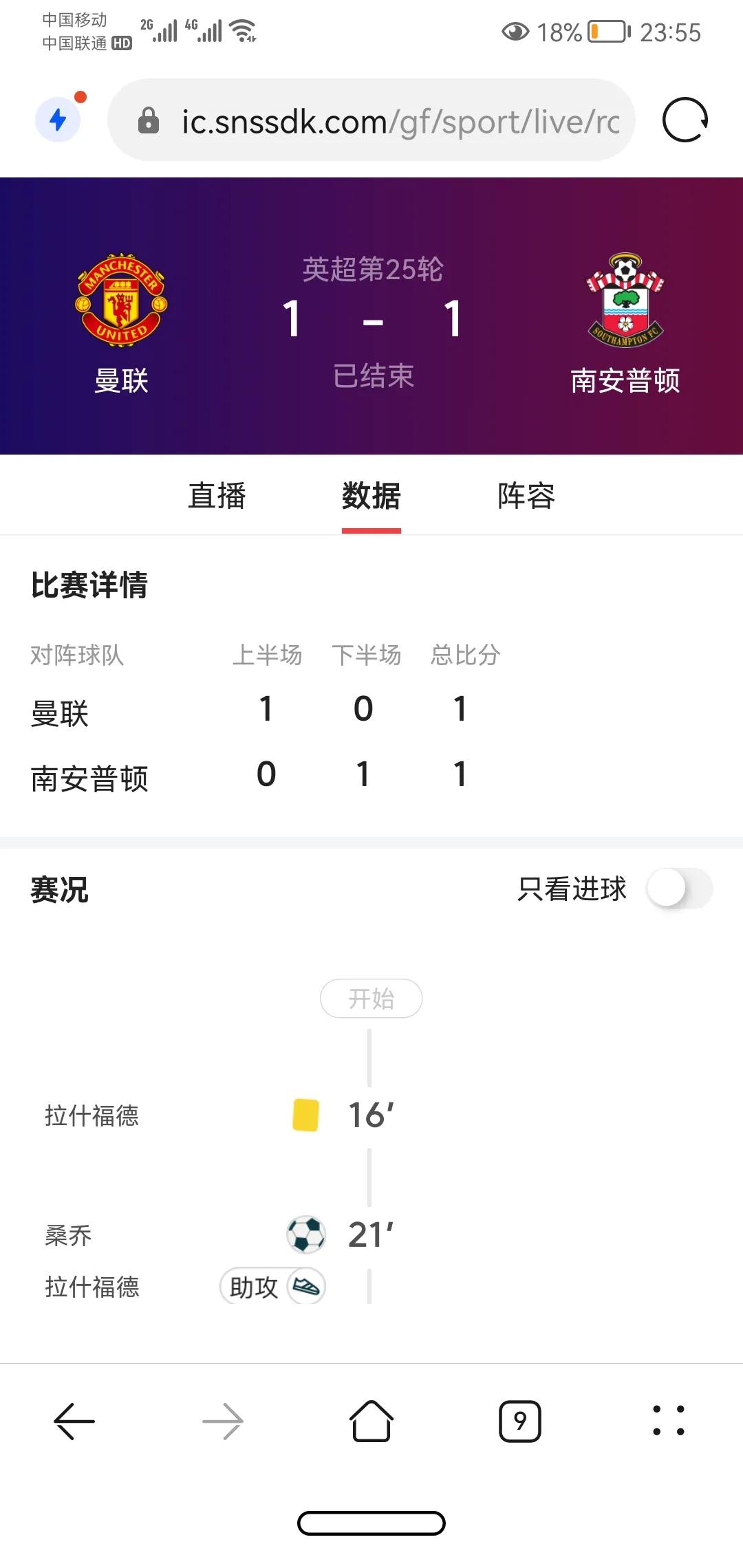 曼联主场1(曼联主场1：1被南安普顿逼平)
