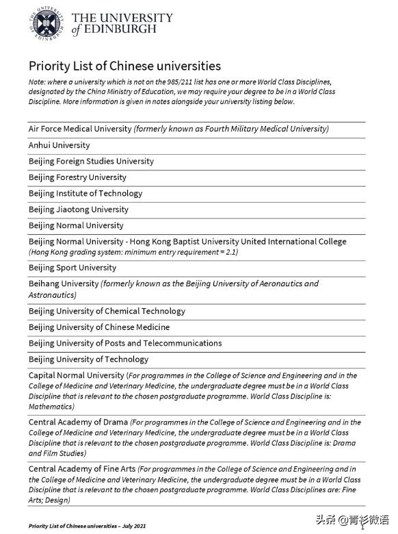 爱丁堡大学首次发布LIST，本科申请条件有了这些新变化