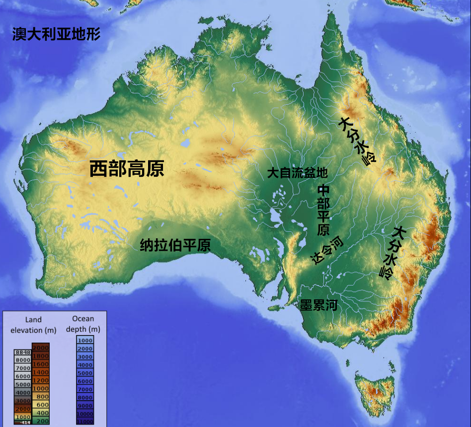 澳大利亚地形图轮廓图片