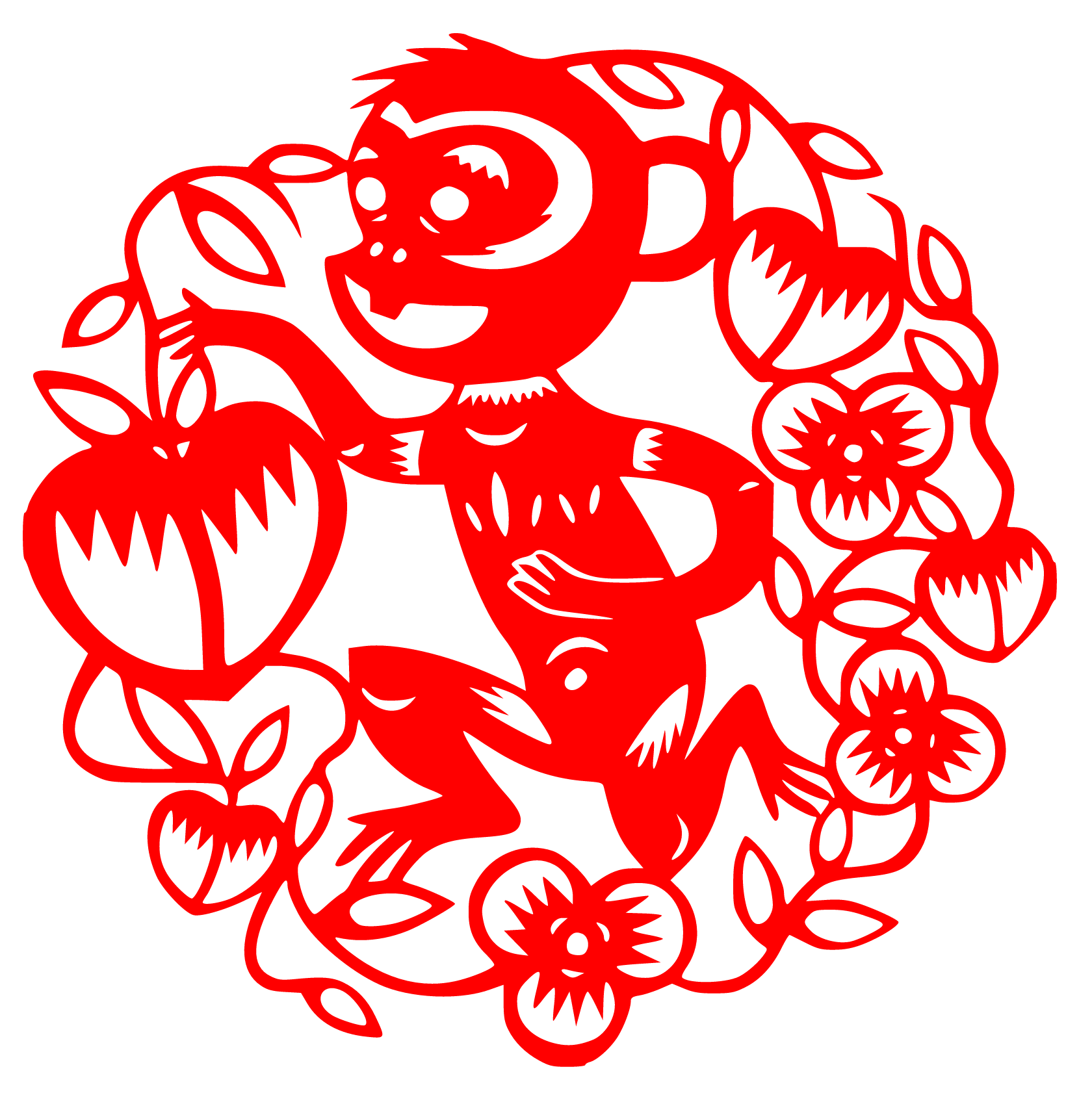 生肖猴剪纸,手工剪纸,呆萌可爱的小猴子