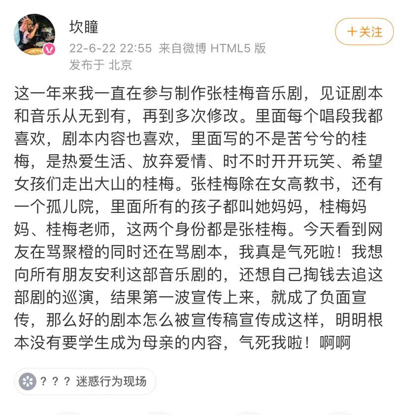 表现张桂梅音乐剧宣发引发争议，编剧回应，网友认为宣发应背锅