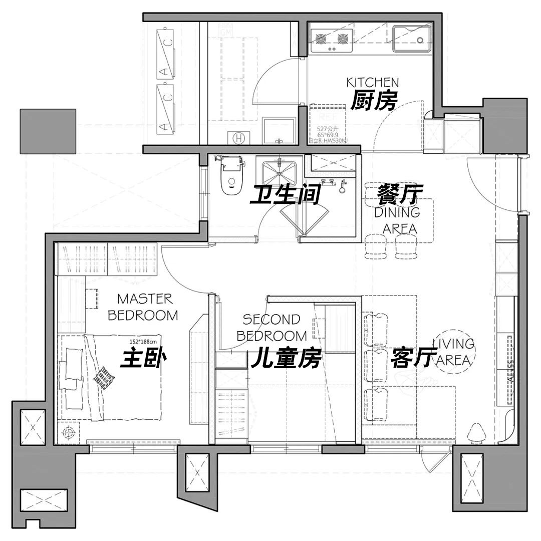 台湾三口之家住50㎡“豪宅”，空间极致利用，装修太有格调了