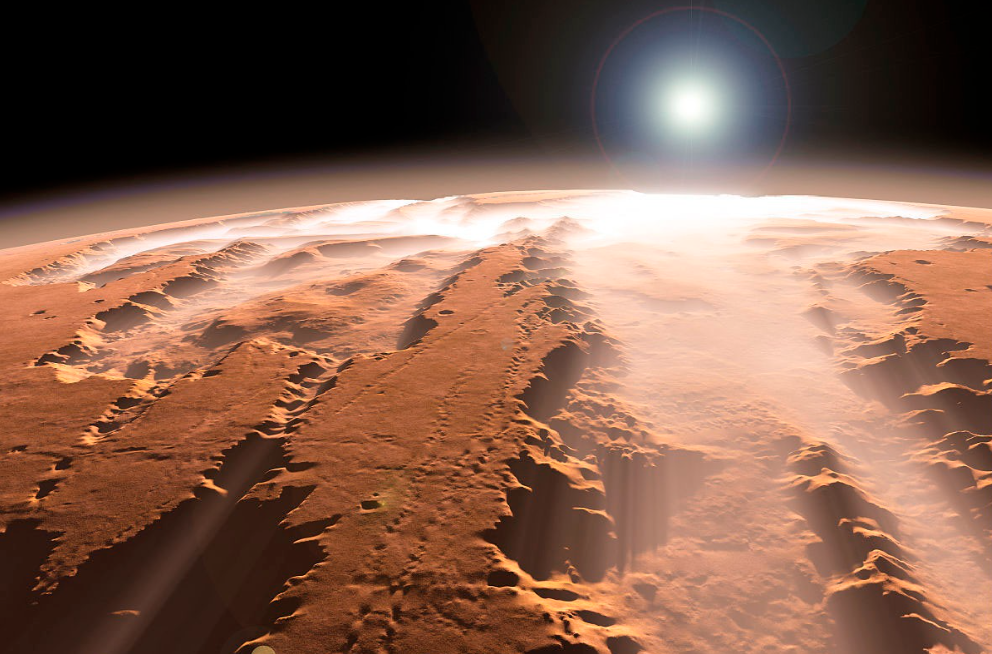 而在火星上,由于大气层的成分和密度与地球不同,这些光线被散射的方式