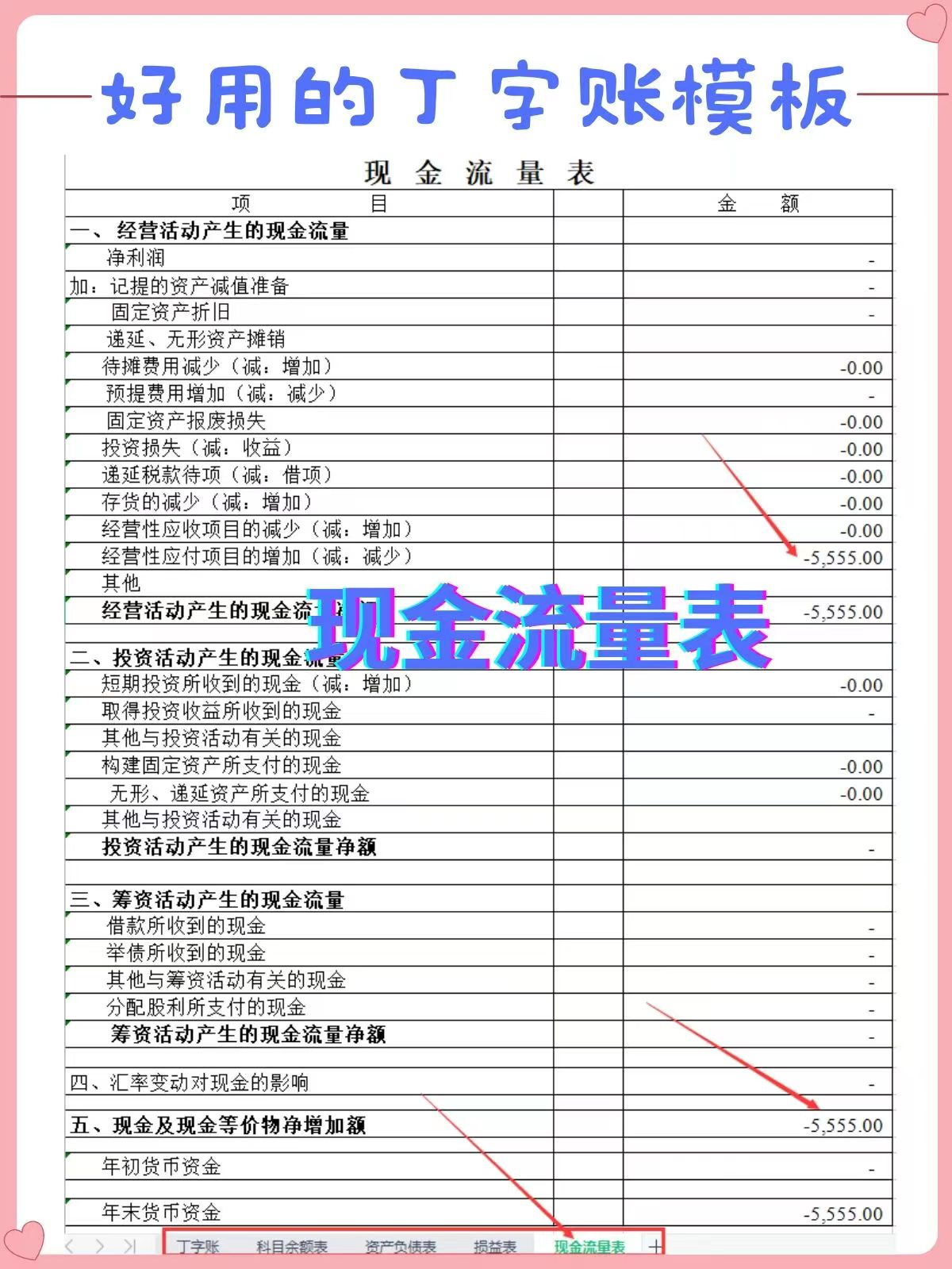 第一次见这么好用的丁字账模板，录入借贷金额，自动生成财务报表