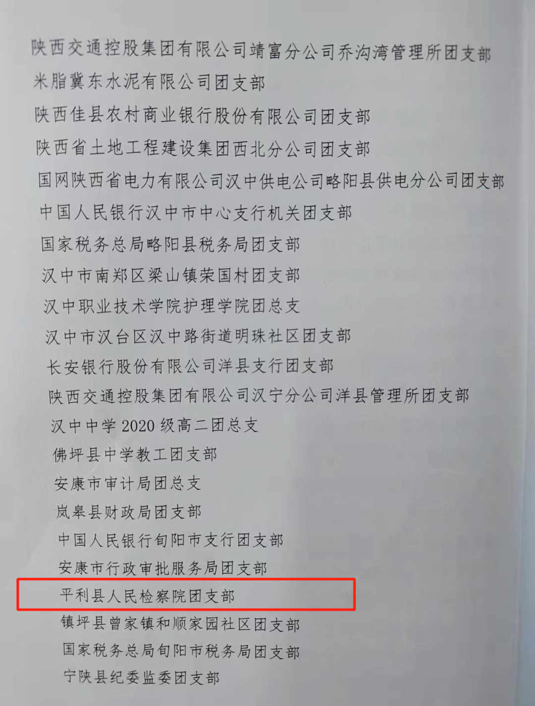 平利检察：喜报！获评2020—2021年度“陕西省五四红旗团支部”称号