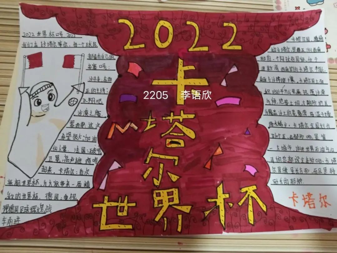 2019获奖世界杯手抄报（聚焦“双减”-曼妙“馄饨皮”带你走进世界杯，还普及地理知识）