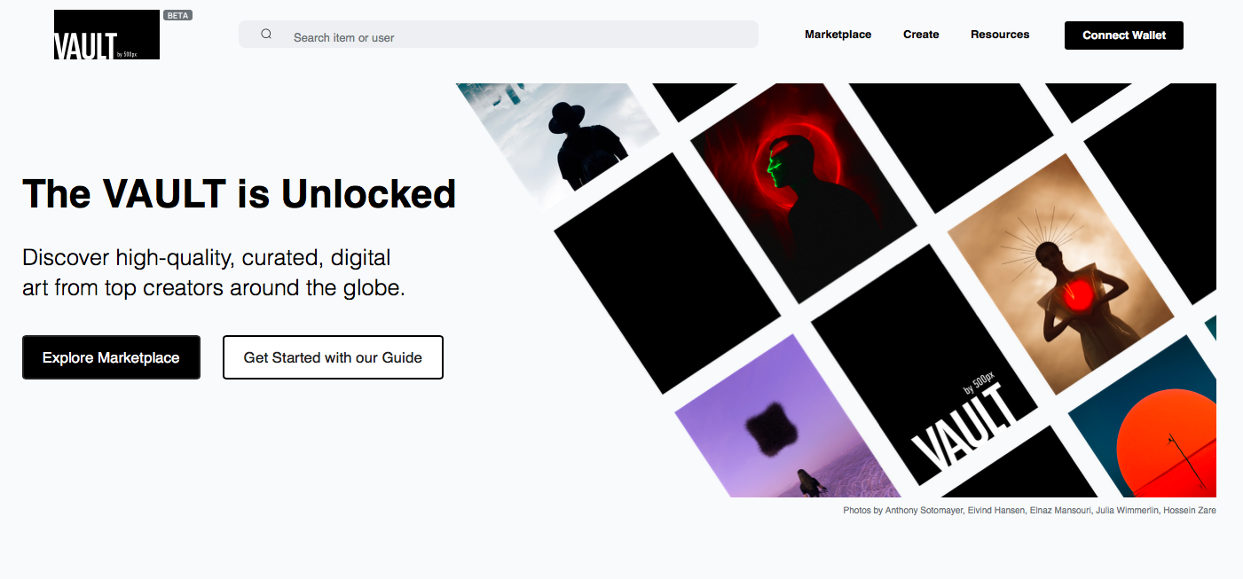 视觉中国：Vault by 500px海外数字艺术品平台上线测试