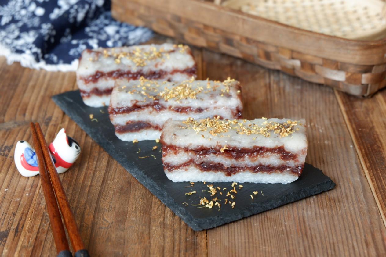 豆沙糯米糕,糯糯叽叽,冰凉香甜真好吃,教你在家做,5步就搞定