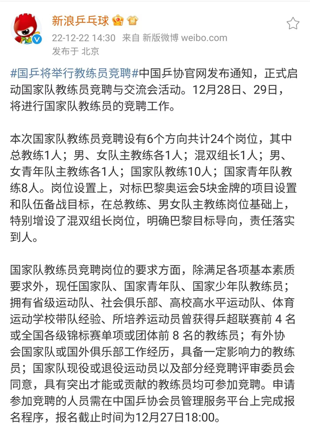 現任國乒總教練是誰（孔令輝等來回歸良機！劉國梁恢復總教練職務，小輝若來誰敢競爭？）