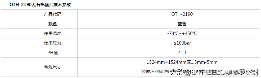 无石棉垫片的性能、应用及技术参数