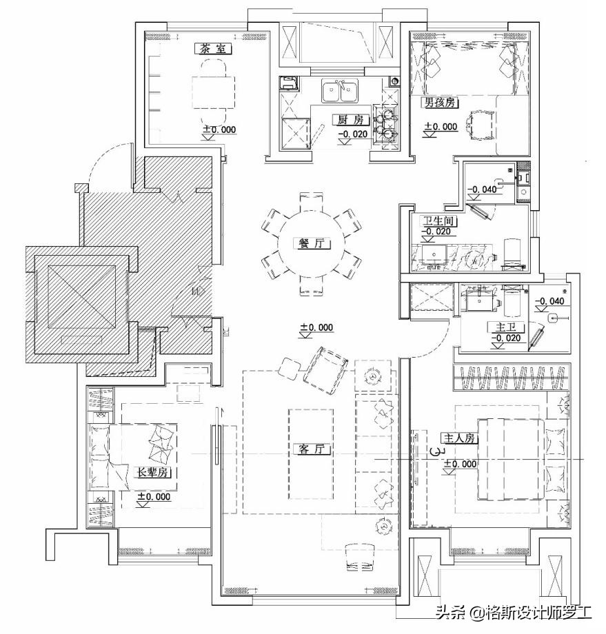 146㎡4居室新中式风格的家，全屋雅致复古，客厅背景好大气