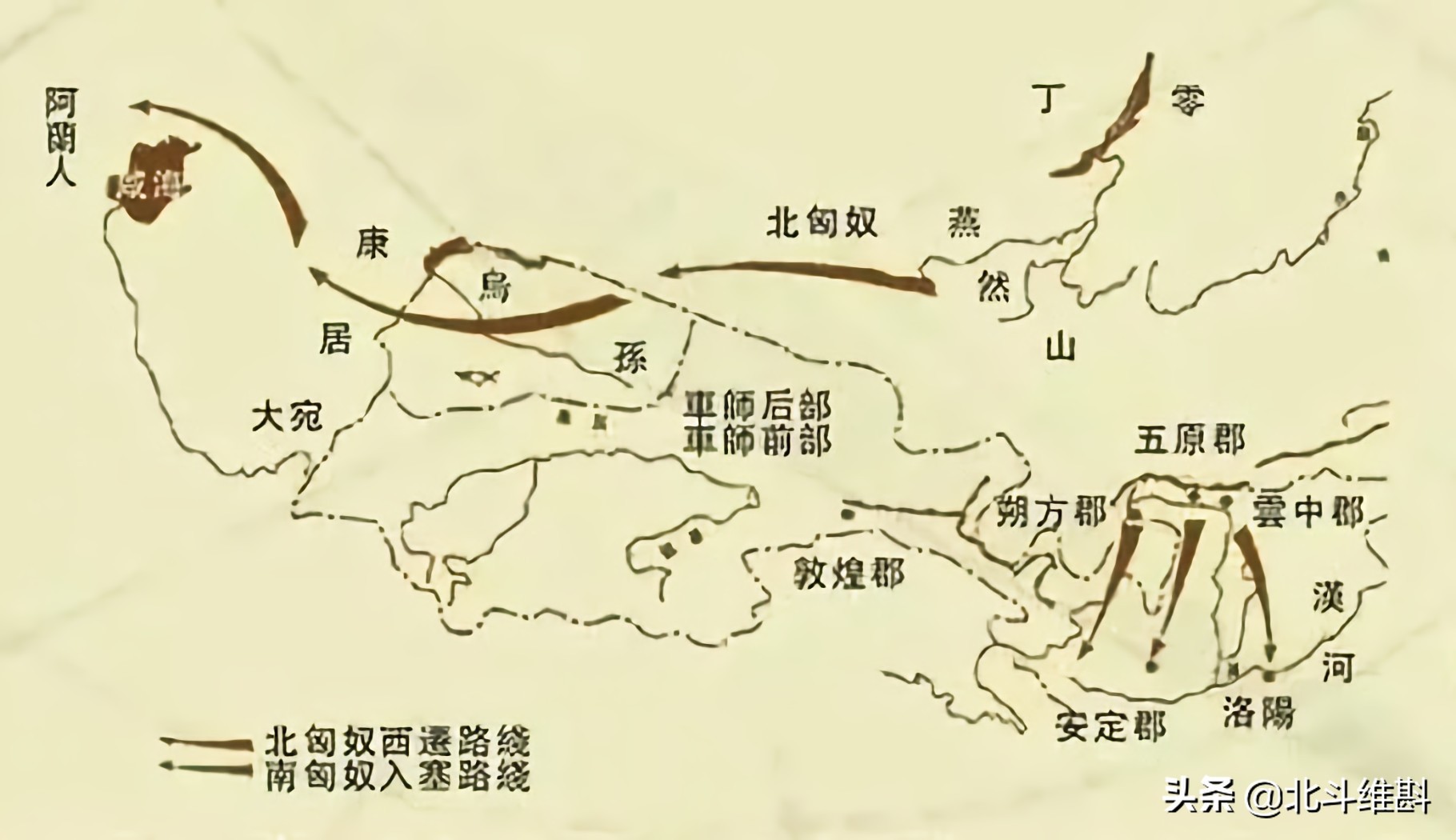 康居,奄蔡等国,根据传统观念:北匈奴在91年开始西迁悦般,在160年开始