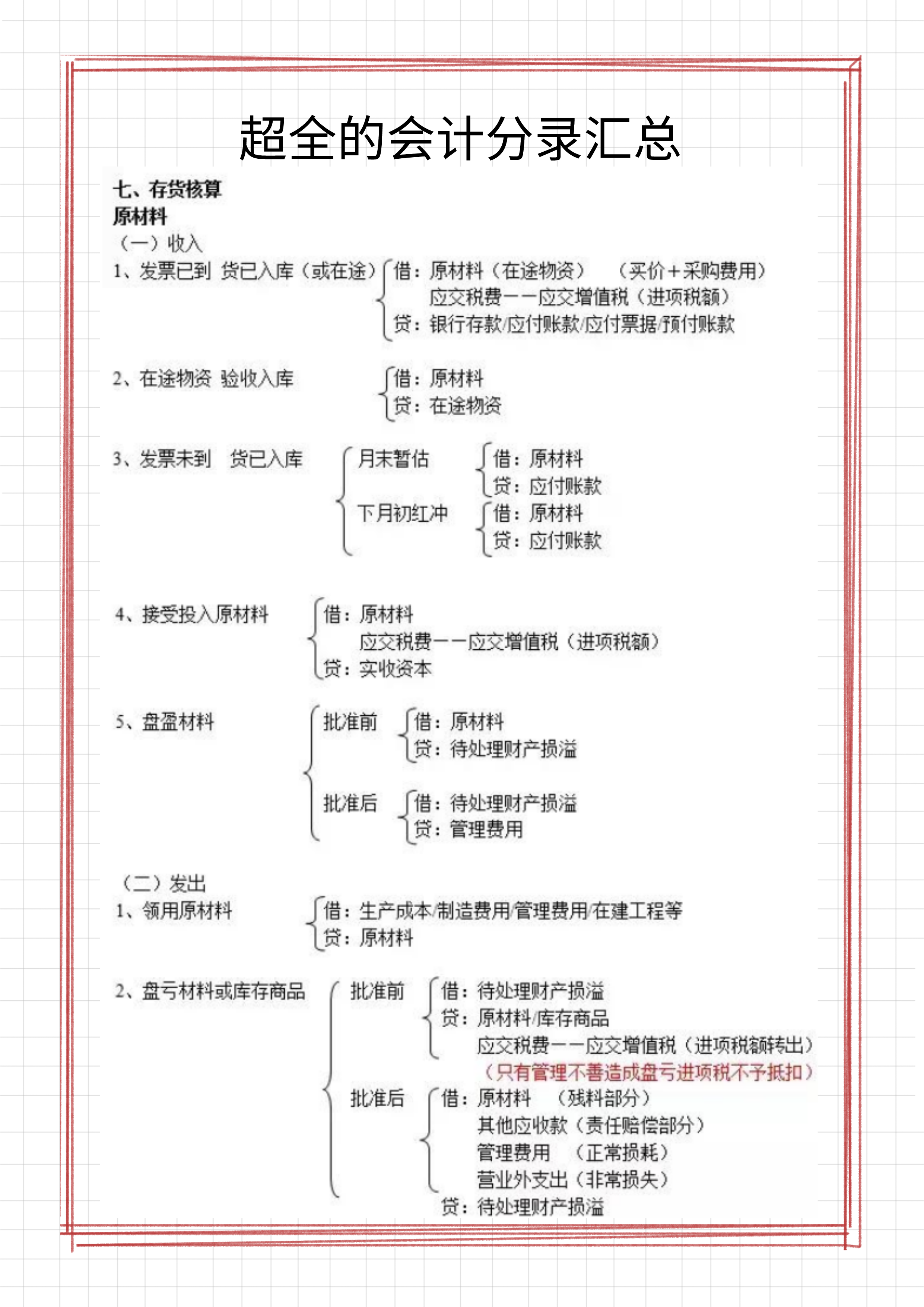超全会计分录汇总，约330个，附2022年最新会计科目表
