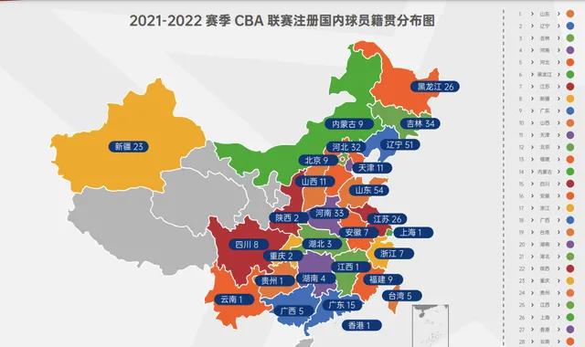 cba哪里人多(纯南方第一，广东是纯南方省份中球员籍贯最多的一个省份)