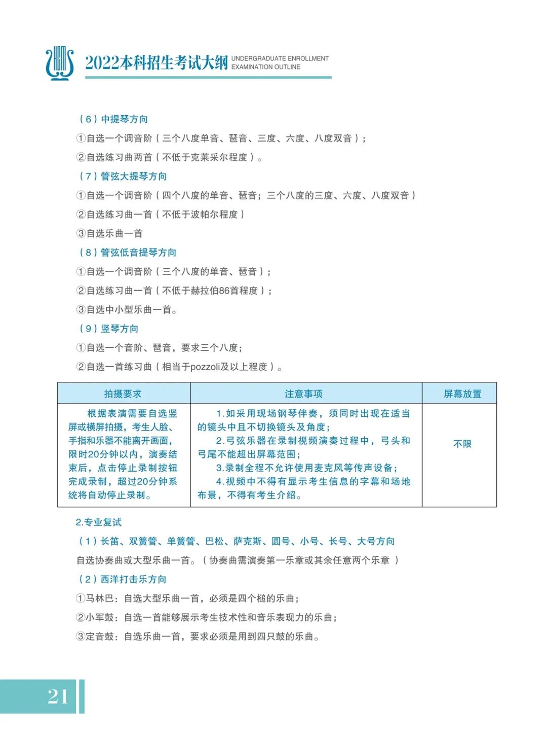 哈尔滨音乐学院2022年本科招生考试大纲