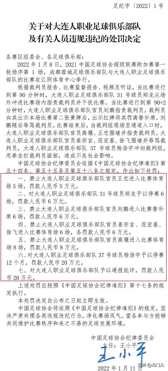 中超夺冠有什么后果(官宣！足协禁赛1年 罚83万！赛前1天，中超打人事件7大处罚诞生)