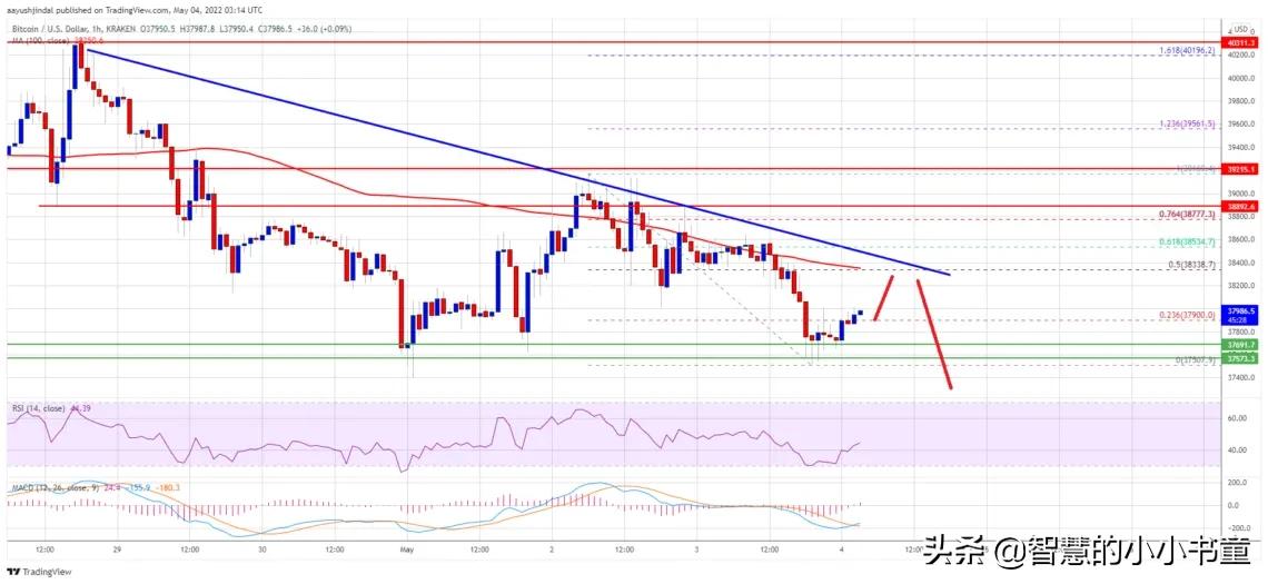 比特币价格技术指标建议跌破 37,000 美元