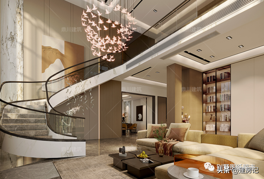 浙江15x13米三层复式别墅，旋转楼梯+车库，全套图纸+室内设计