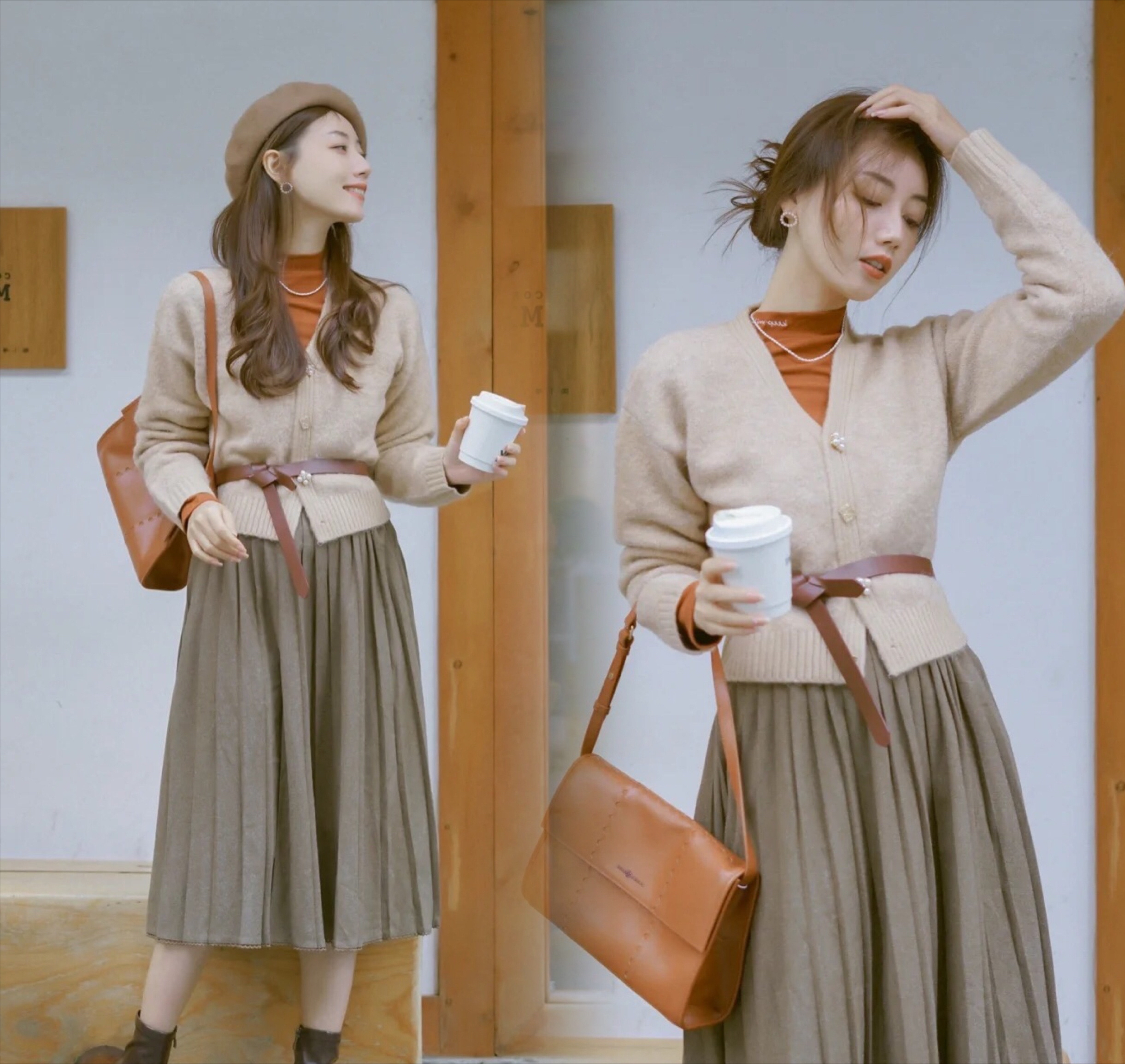 长款百褶裙搭配什么上衣好看(今春毛衣配百褶裙真的优雅)