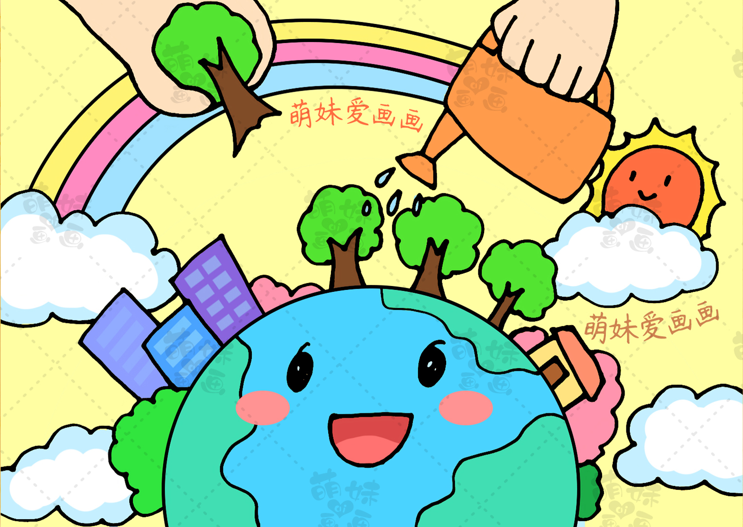 世界地球日海报简笔画(含文字内容的2023世界地球日手抄报及主题画