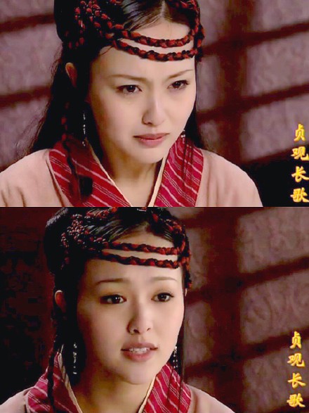 当时刚出道不久的唐嫣也在《贞观长歌》中饰演了一位民间女子"采玑"