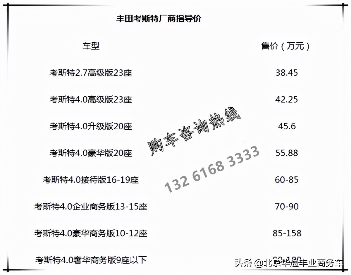 丰田考斯特12座报价 丰田考斯特多少钱