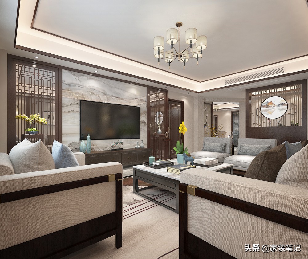 中式装修的“天花板”来了，客厅挂字画，让空间显得高级又很舒适