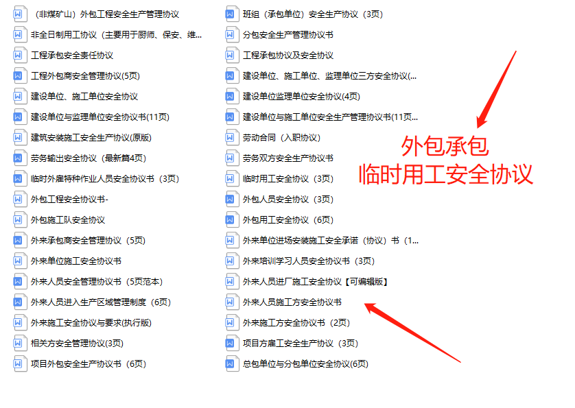安全最重要！外包承包临时用工安全协议，word文档，可一键打印