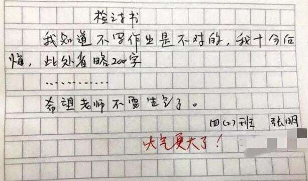 小学生写“检讨书”，仔细一看原来是藏头诗，却难逃老师的法眼