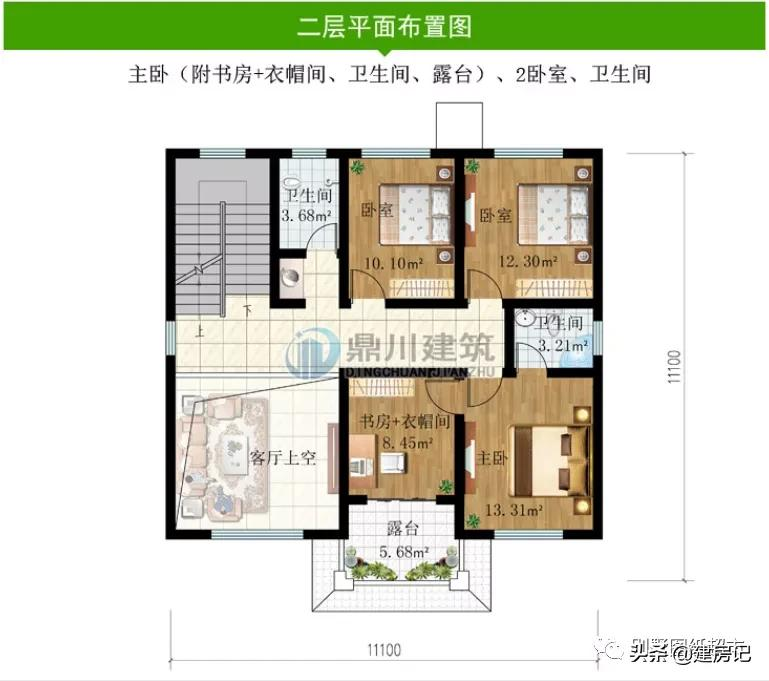 开间11米，广东17款三层农村别墅，尺寸布局有讲究，符合乡村风水