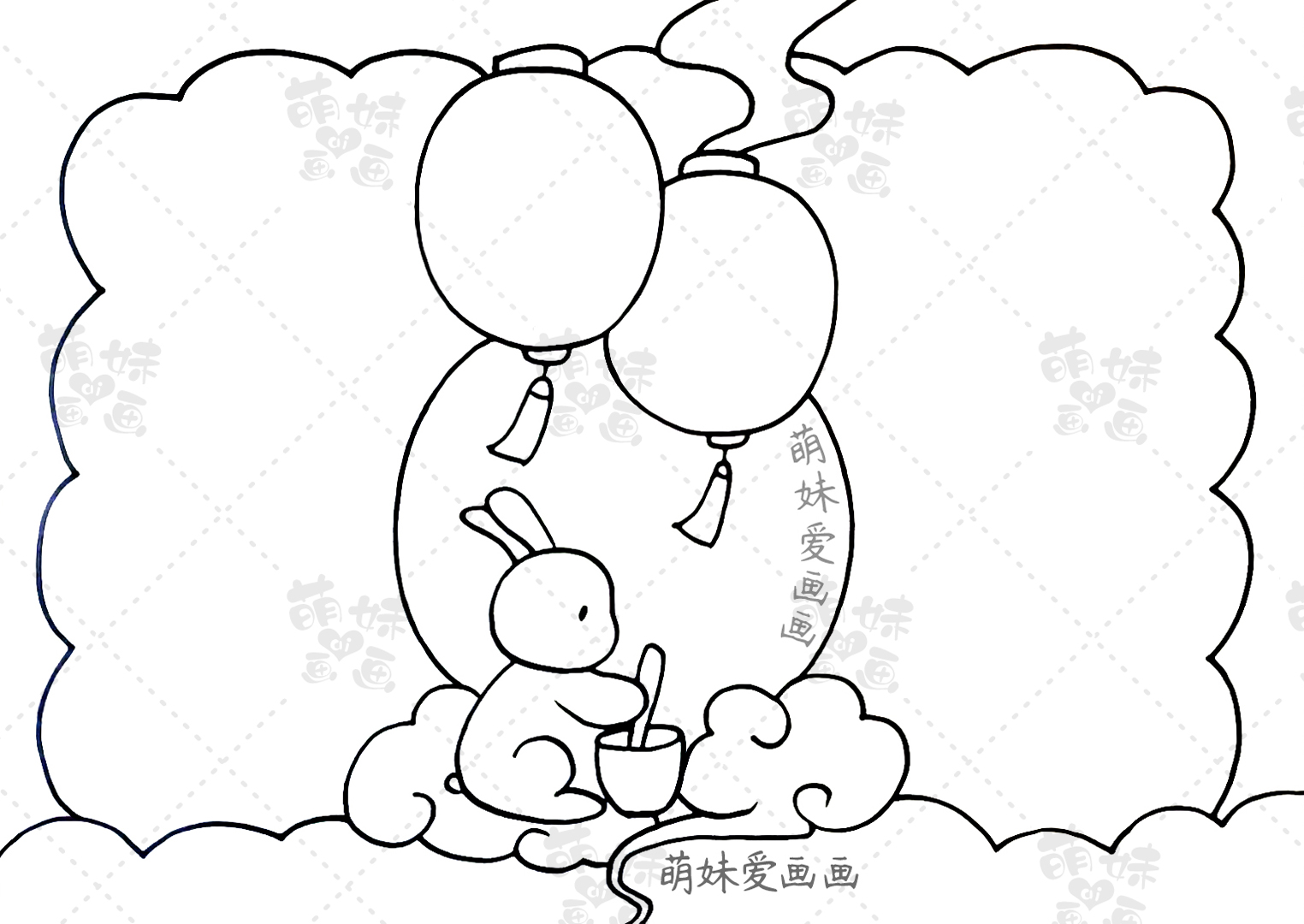 第三款手抄报:中秋月圆用月亮,星星,云朵作为装饰,就能绘制出这款简单