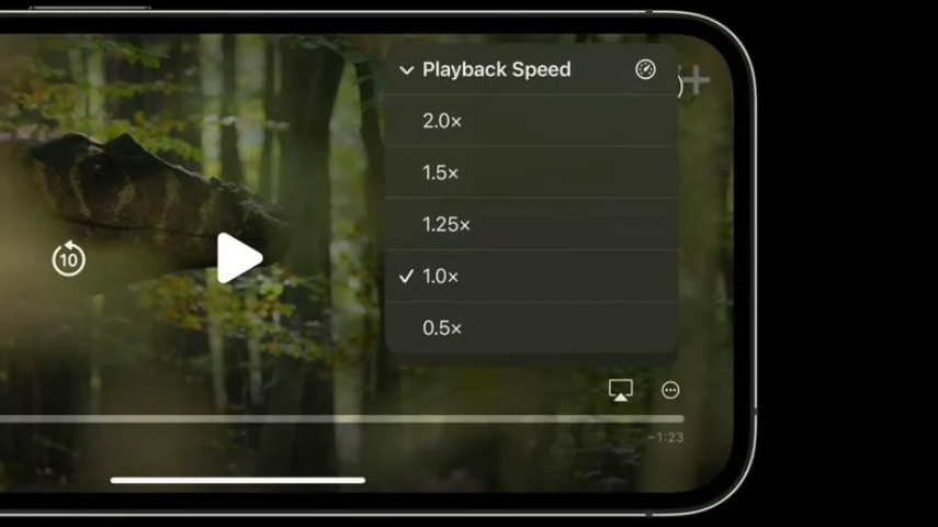 苹果 iOS/iPadOS 16、macOS 13 原生视频播放器已支持倍速播放