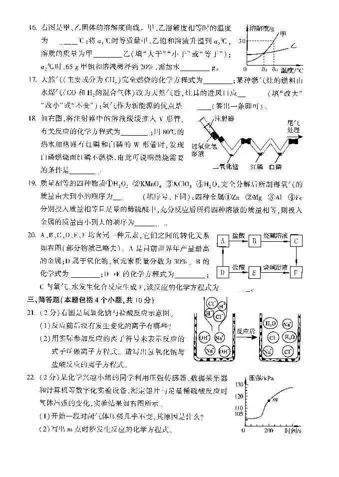 河南历年中考真题——化学试卷（含答案）