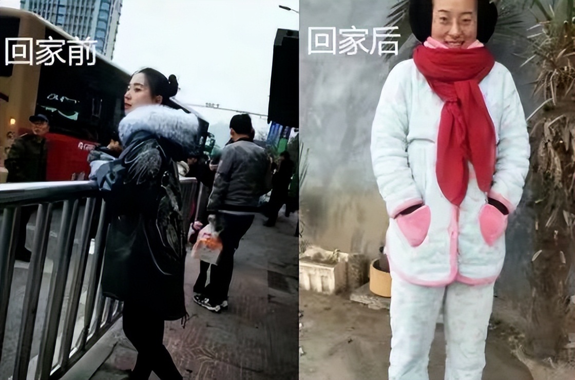 大学生回村前后对比图火了，在外再嚣张回家也要扒苞米，笑不活了