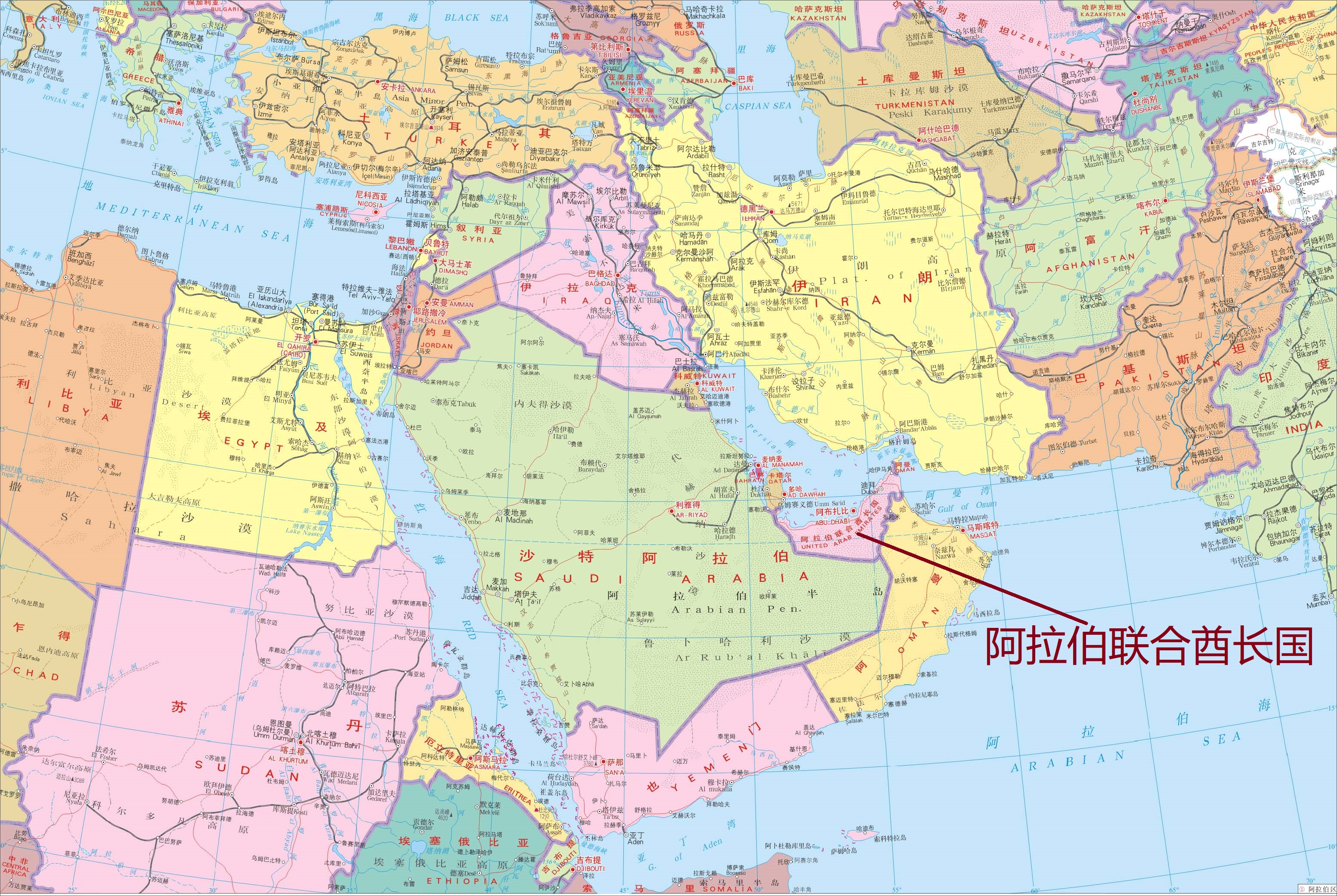 迪拜位置地图图片