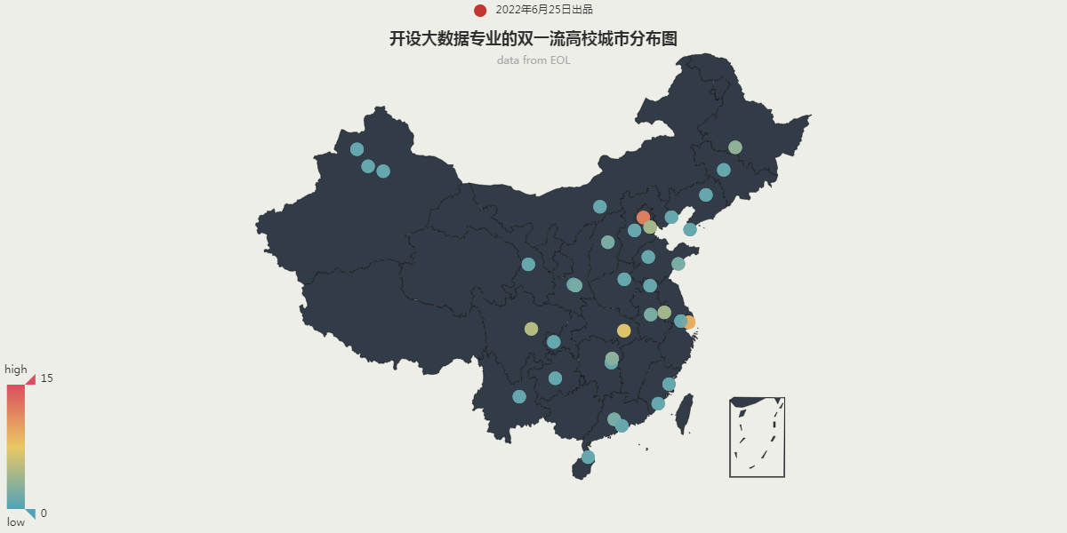 国内双一流高校分布和大数据专业的数据分析