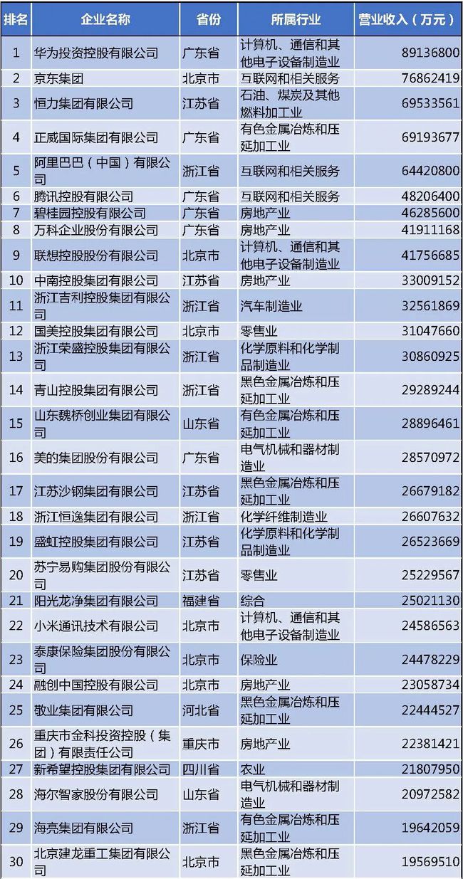 中国营收最高的民营企业是哪家？在全球能排第几？