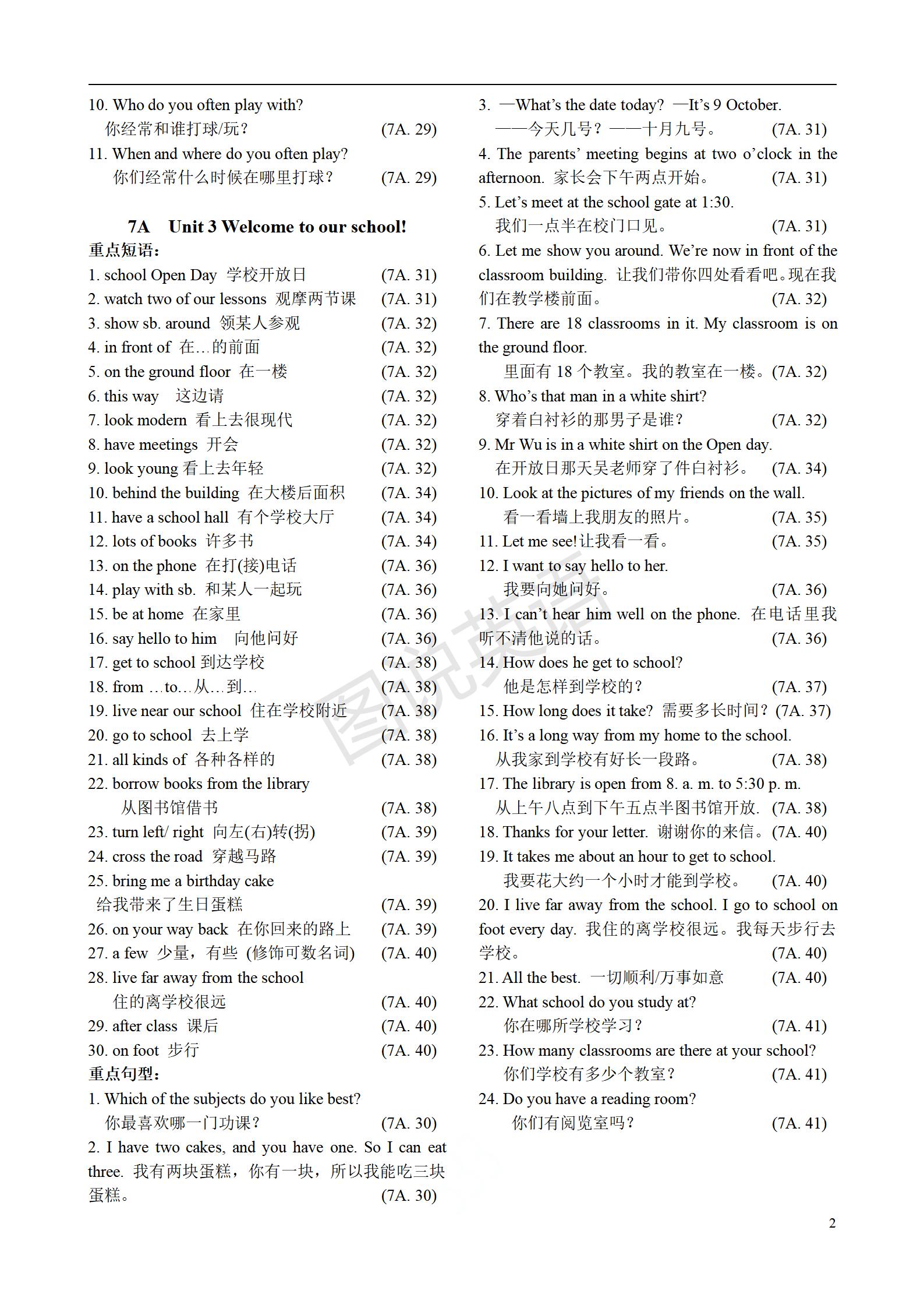 图说英语：江苏译林版英语单词（含音标），短语和句型汇总