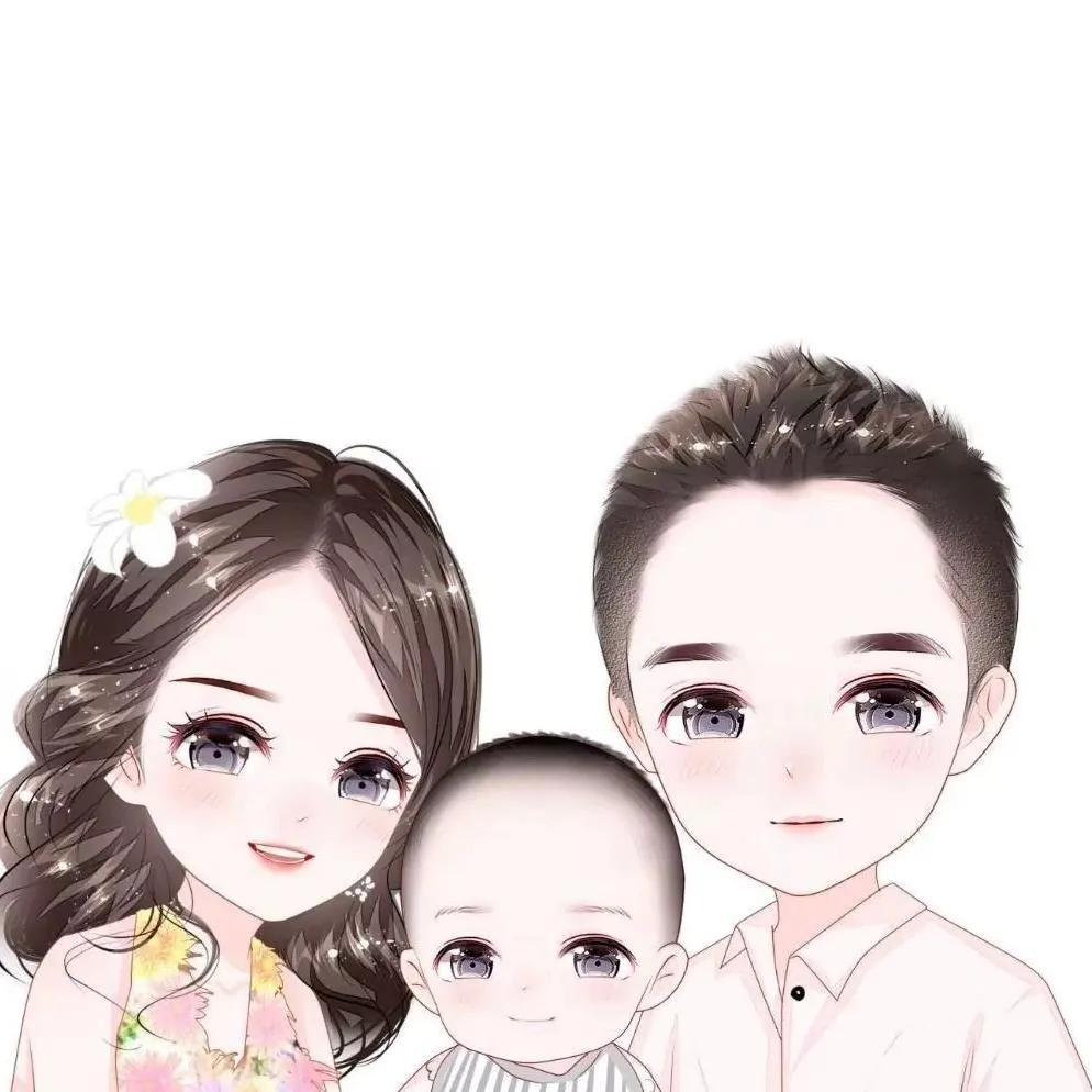 亲子头像,一家三口,幸福很简单,附送说说
