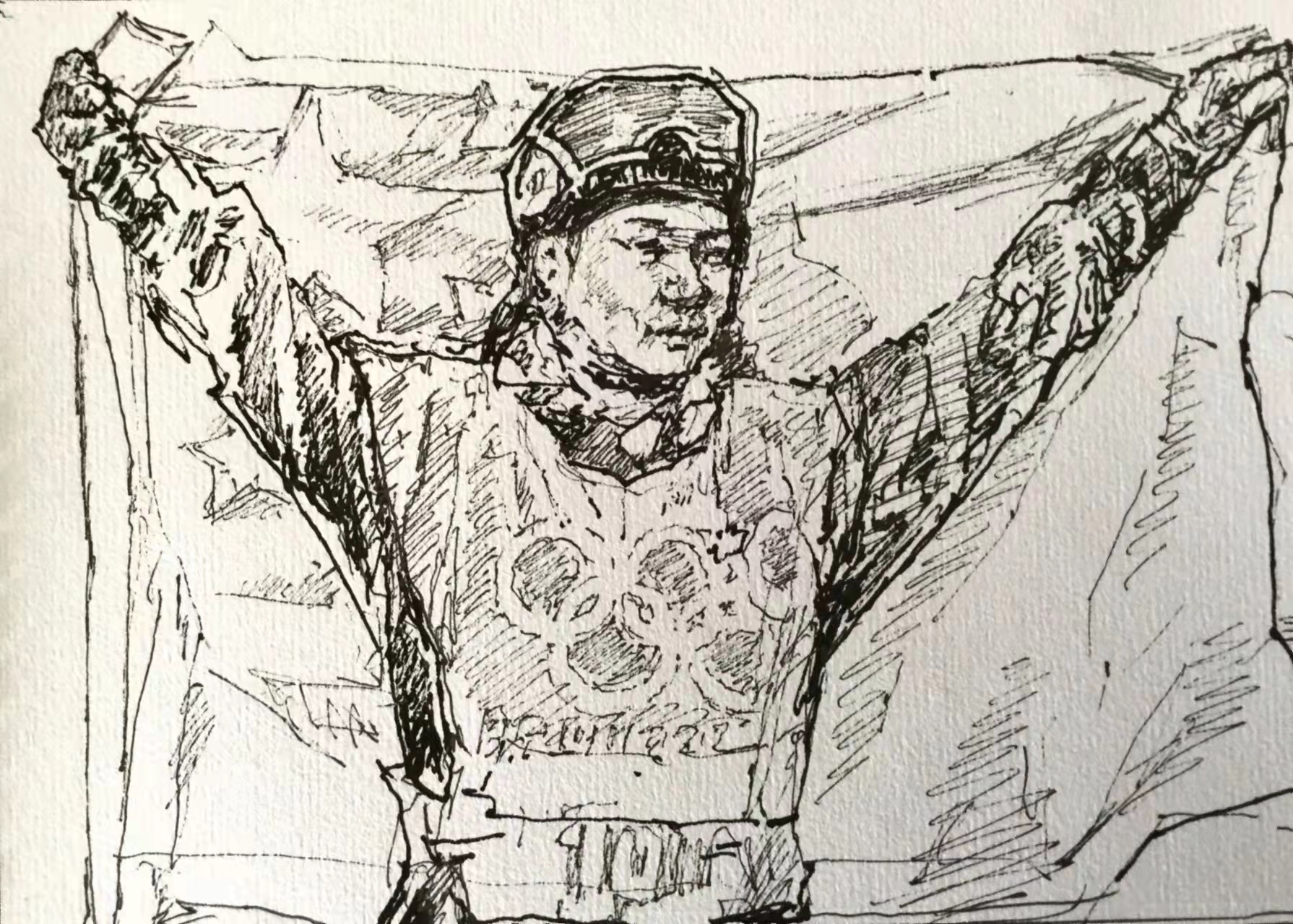 郑仁安——为冬奥会运动健儿速写作品 作者/铁三师 郑仁安